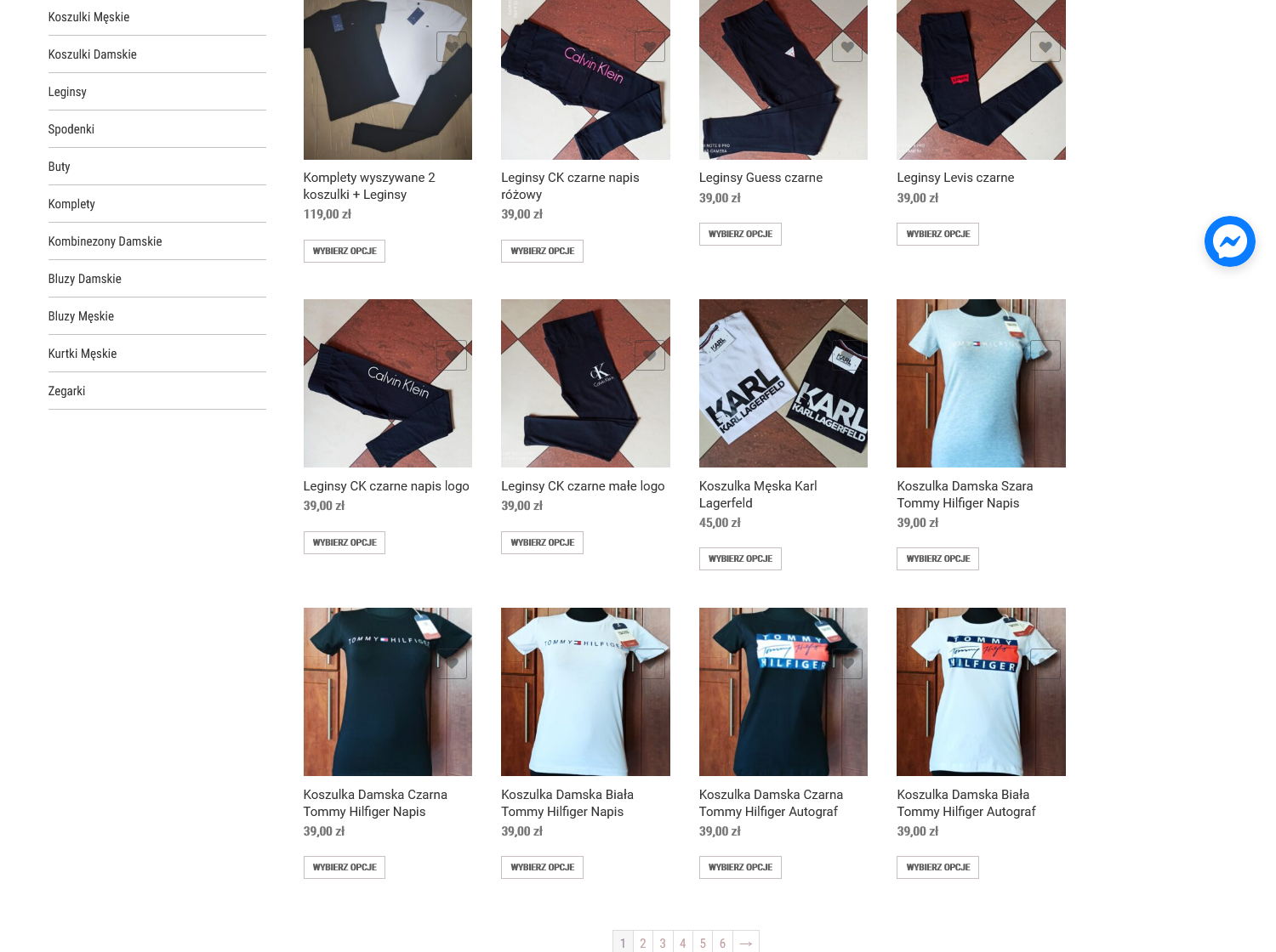 Siatka produktów sklepu odzieżowego WooCommerce