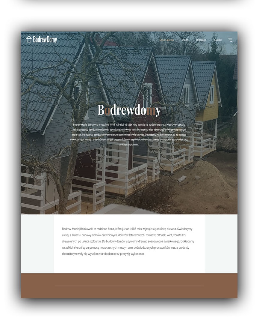 Pełna strona WordPress firmy budującej domy drewniane